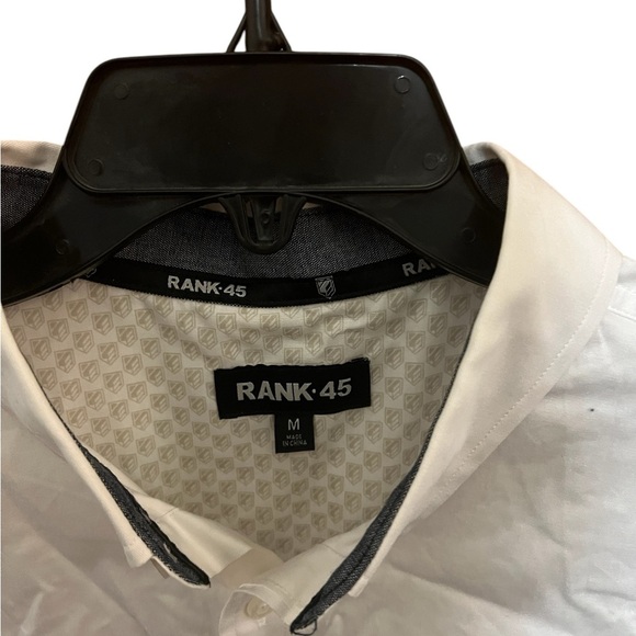 Rank 45 Mens Button Up Shirt Large Contrast Flip Cuff Knit Patterned Stretch - Picture 2 of 4